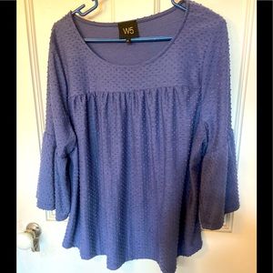 Women’s W5 Blue 3/4 sleeve Top - size 1X